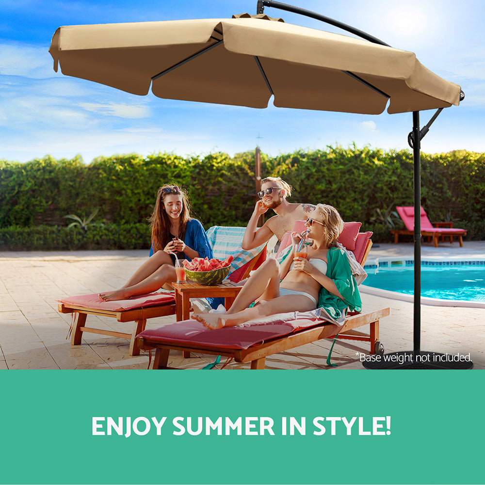 Instahut 3m Cantilever Outdoor Umbrella — UPF 50 Plus, Beige, Black or Navy — Allure Home Collections