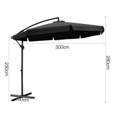 Instahut 3m Cantilever Outdoor Umbrella — UPF 50 Plus, Beige, Black or Navy — Allure Home Collections