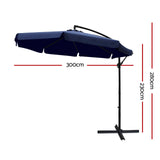 Instahut 3m Cantilever Outdoor Umbrella — UPF 50 Plus, Beige, Black or Navy — Allure Home Collections