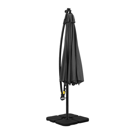 Instahut Cantilever LED Outdoor Umbrella with Base — UPF 50 Plus, Charcoal or Navy — Allure Home Collections