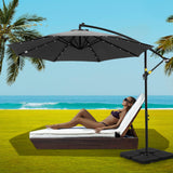 Instahut Cantilever LED Outdoor Umbrella with Base — UPF 50 Plus, Charcoal or Navy — Allure Home Collections