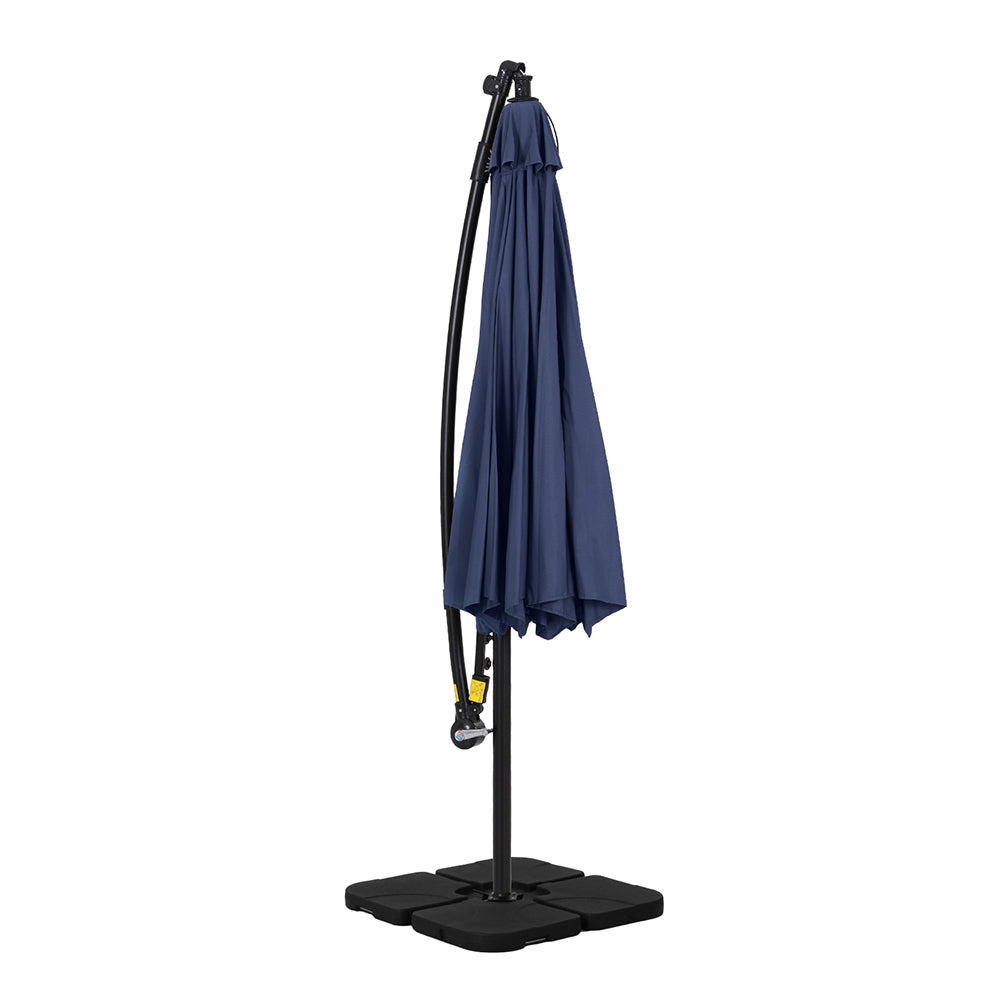 Instahut Cantilever LED Outdoor Umbrella with Base — UPF 50 Plus, Charcoal or Navy — Allure Home Collections
