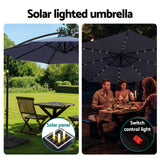 Instahut Cantilever LED Outdoor Umbrella with Base — UPF 50 Plus, Charcoal or Navy — Allure Home Collections