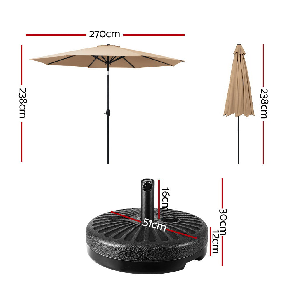 Instahut Centre Post Outdoor Umbrella with Tilt and Base — UPF50 Plus, Multiple Colours — Allure Home Collections