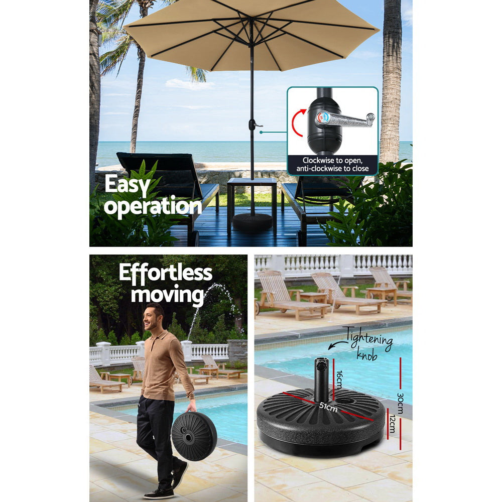 Instahut Centre Post Outdoor Umbrella with Tilt and Base — UPF50 Plus, Multiple Colours — Allure Home Collections