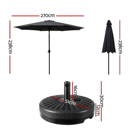 Instahut Centre Post Outdoor Umbrella with Tilt and Base — UPF50 Plus, Multiple Colours — Allure Home Collections