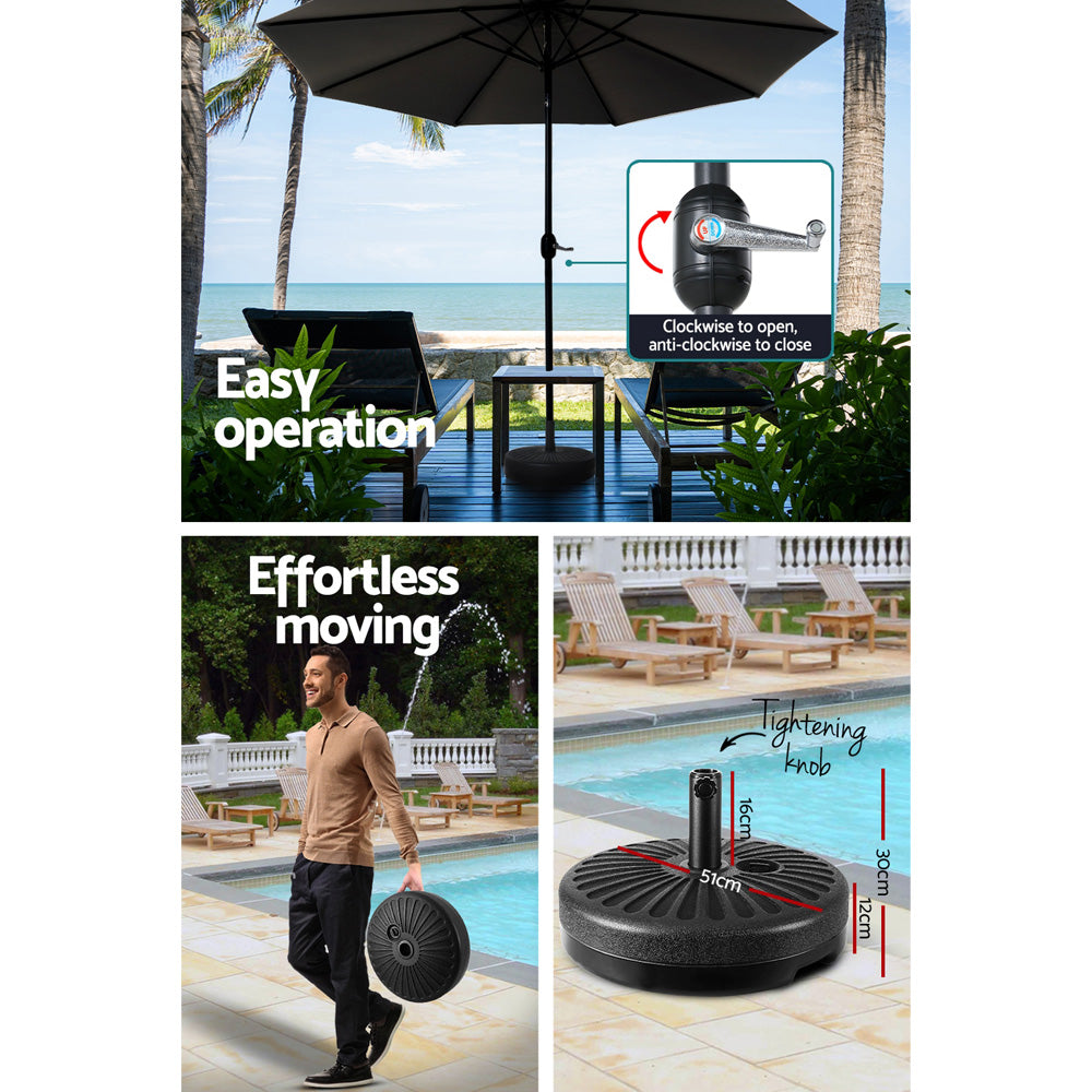 Instahut Centre Post Outdoor Umbrella with Tilt and Base — UPF50 Plus, Multiple Colours — Allure Home Collections