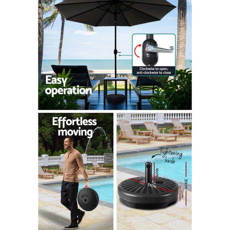 Instahut Centre Post Outdoor Umbrella with Tilt and Base — UPF50 Plus, Multiple Colours — Allure Home Collections
