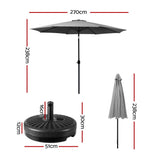 Instahut Centre Post Outdoor Umbrella with Tilt and Base — UPF50 Plus, Multiple Colours — Allure Home Collections