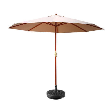 Instahut Centre Post Outdoor Umbrella with Base — UV50 Plus, Black, Beige or Charcoal — Allure Home Collections