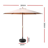 Instahut Centre Post Outdoor Umbrella with Base — UV50 Plus, Black, Beige or Charcoal — Allure Home Collections