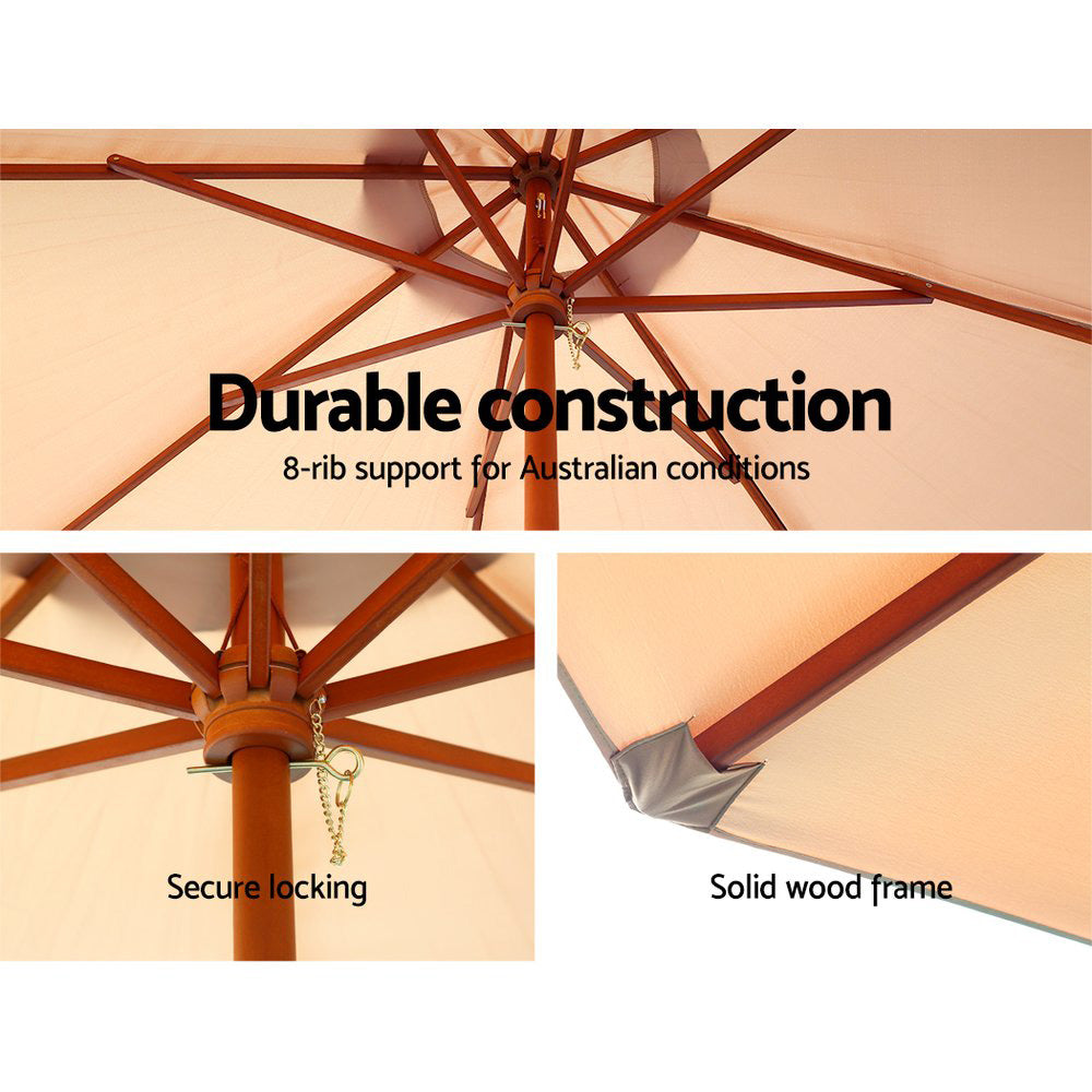 Instahut Centre Post Outdoor Umbrella with Base — UV50 Plus, Black, Beige or Charcoal — Allure Home Collections