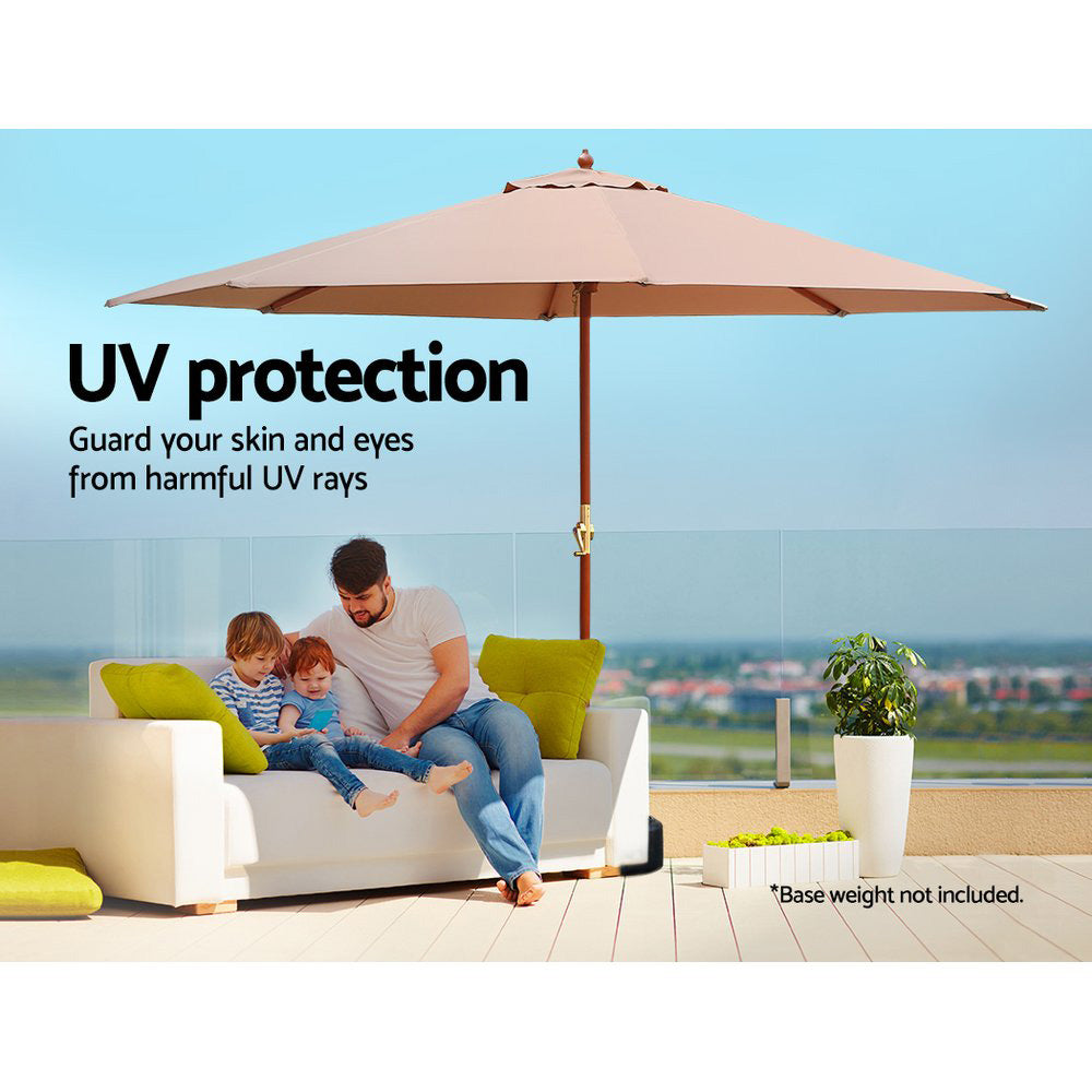 Instahut Centre Post Outdoor Umbrella with Base — UV50 Plus, Black, Beige or Charcoal — Allure Home Collections