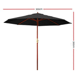 Instahut 3m Centre Post Outdoor Umbrella — UPF 50 Plus, Beige, Black or Charcoal — Allure Home Collections