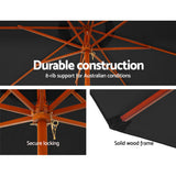 Instahut 3m Centre Post Outdoor Umbrella — UPF 50 Plus, Beige, Black or Charcoal — Allure Home Collections