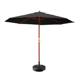 Instahut Centre Post Outdoor Umbrella with Base — UV50 Plus, Black, Beige or Charcoal — Allure Home Collections
