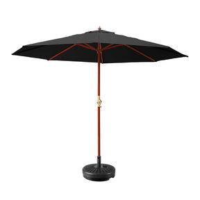 Sitges centre post outdoor umbrella with wooden pole and base