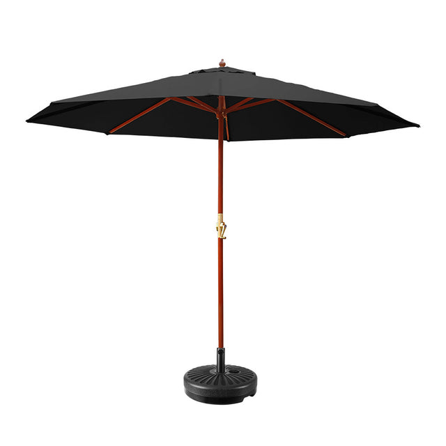 Instahut Centre Post Outdoor Umbrella with Base — UV50 Plus, Black, Beige or Charcoal — Allure Home Collections