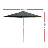 Instahut 3m Centre Post Outdoor Umbrella — UPF 50 Plus, Beige, Black or Charcoal — Allure Home Collections
