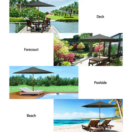 Instahut 3m Centre Post Outdoor Umbrella — UPF 50 Plus, Beige, Black or Charcoal — Allure Home Collections