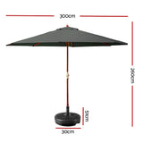 Instahut Centre Post Outdoor Umbrella with Base — UV50 Plus, Black, Beige or Charcoal — Allure Home Collections