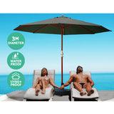 Instahut Centre Post Outdoor Umbrella with Base — UV50 Plus, Black, Beige or Charcoal — Allure Home Collections