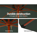 Instahut Centre Post Outdoor Umbrella with Base — UV50 Plus, Black, Beige or Charcoal — Allure Home Collections