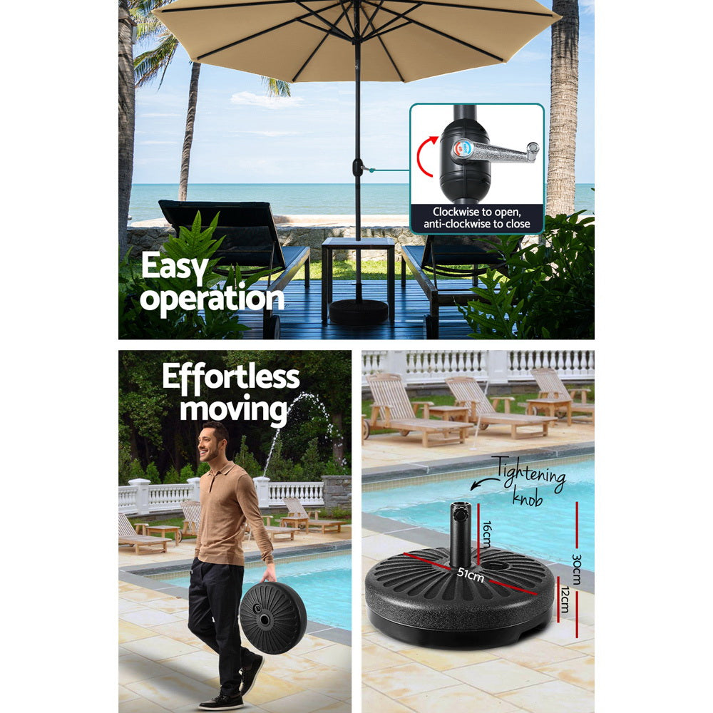 Instahut Centre Post Outdoor Umbrella with Base — UPF 50 Plus, Tilt, Multiple Colours — Allure Home Collections