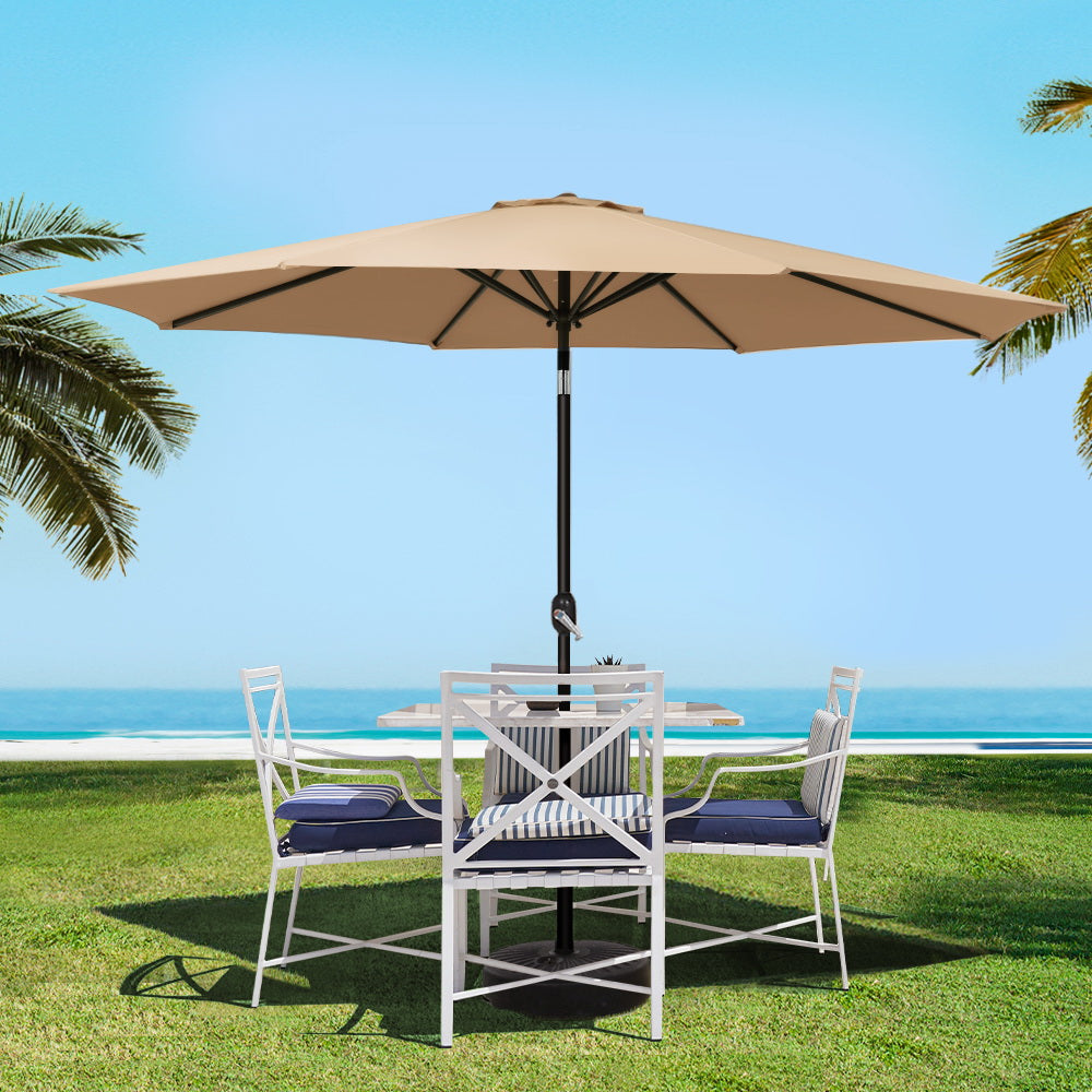 Instahut Centre Post Outdoor Umbrella with Base — UPF 50 Plus, Tilt, Multiple Colours — Allure Home Collections