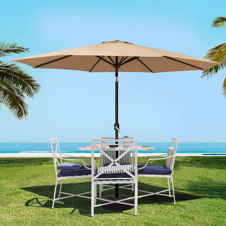 Instahut Centre Post Outdoor Umbrella with Base — UPF 50 Plus, Tilt, Multiple Colours — Allure Home Collections