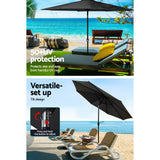 Instahut Centre Post Outdoor Umbrella with Base — UPF 50 Plus, Tilt, Multiple Colours — Allure Home Collections