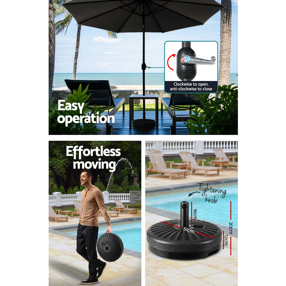 Instahut Centre Post Outdoor Umbrella with Base — UPF 50 Plus, Tilt, Multiple Colours — Allure Home Collections