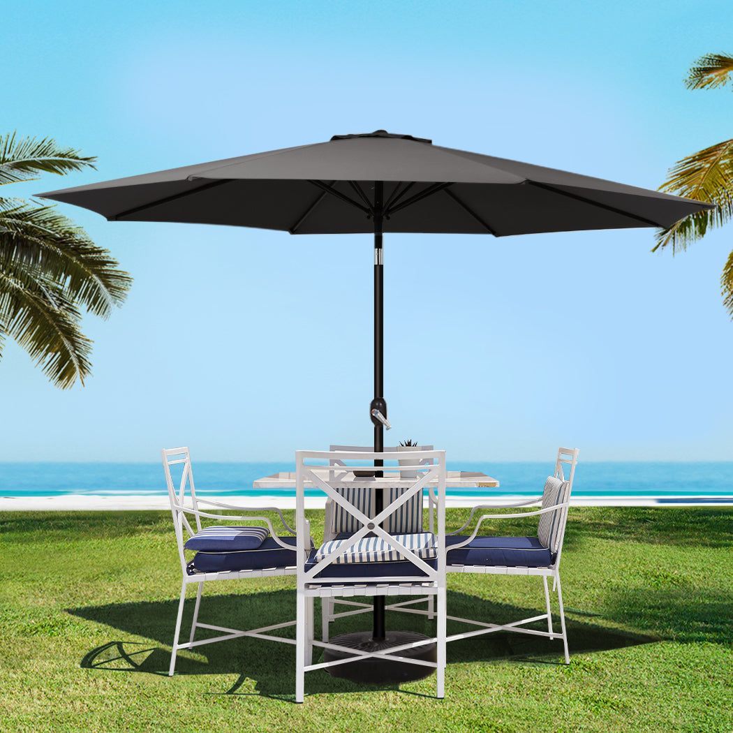 Instahut Centre Post Outdoor Umbrella with Base — UPF 50 Plus, Tilt, Multiple Colours — Allure Home Collections