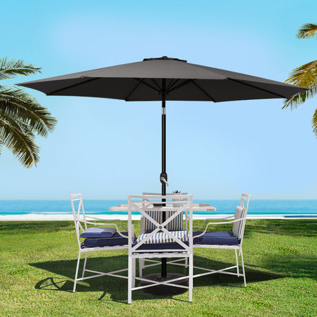 Instahut Centre Post Outdoor Umbrella with Base — UPF 50 Plus, Tilt, Multiple Colours — Allure Home Collections