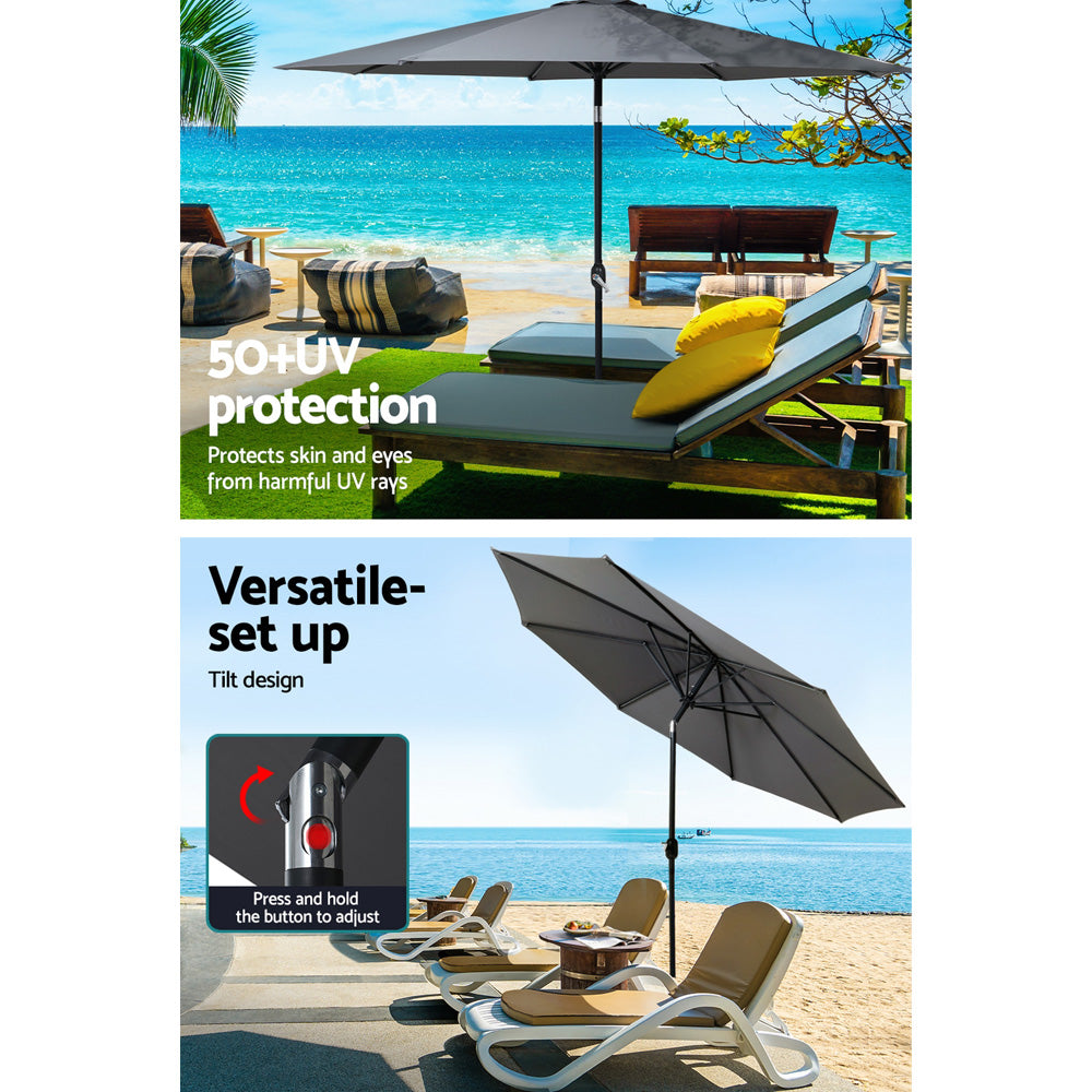 Instahut Centre Post Outdoor Umbrella with Base — UPF 50 Plus, Tilt, Multiple Colours — Allure Home Collections