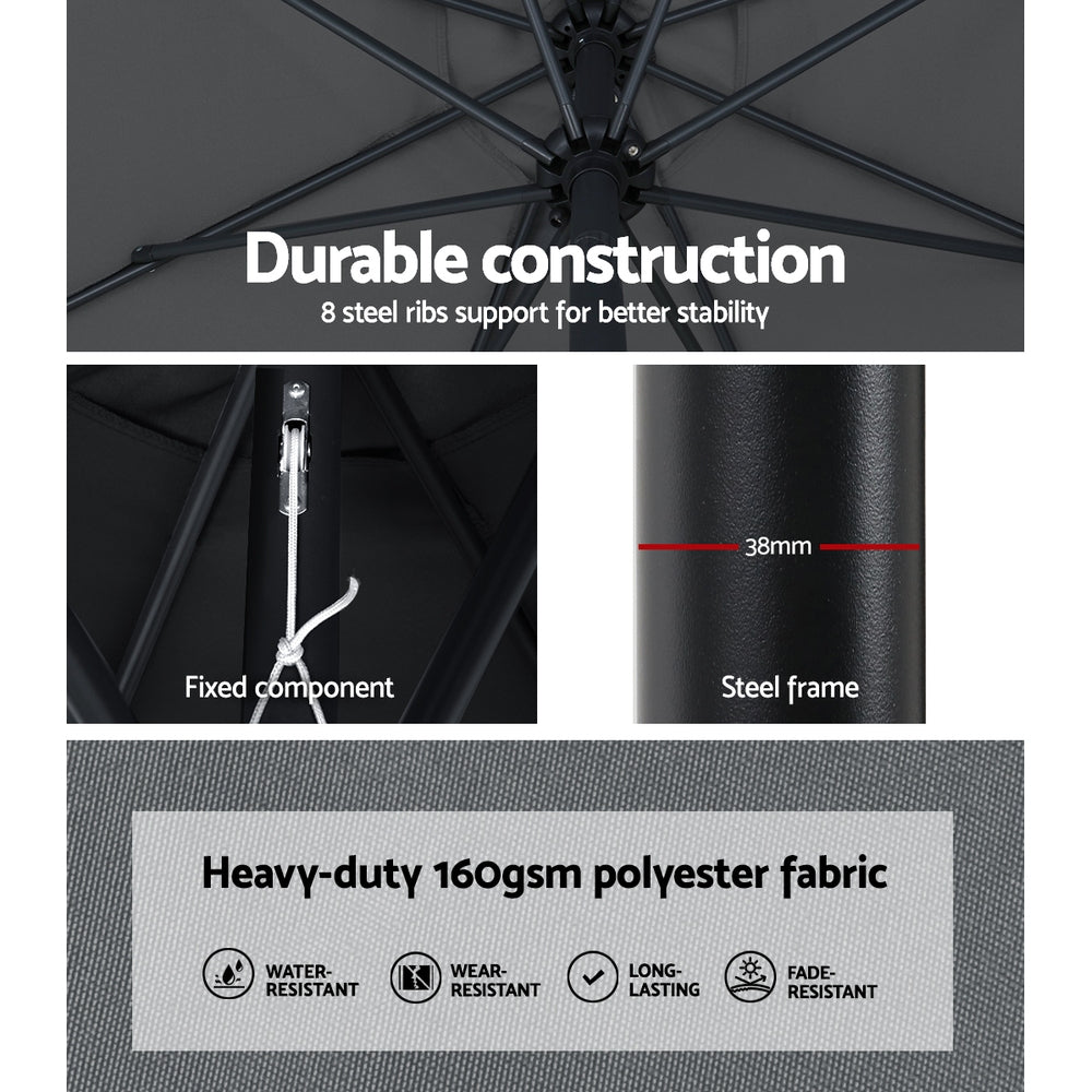 Instahut Centre Post Outdoor Umbrella with Base — UPF 50 Plus, Tilt, Multiple Colours — Allure Home Collections
