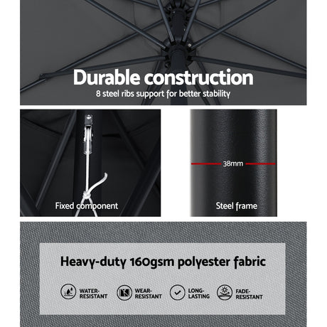 Instahut Centre Post Outdoor Umbrella with Base — UPF 50 Plus, Tilt, Multiple Colours — Allure Home Collections