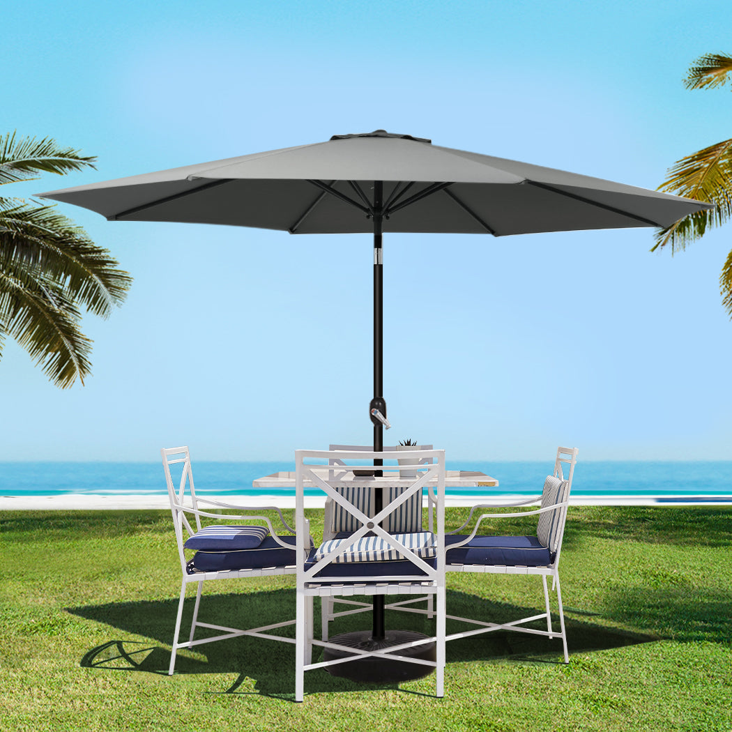 Instahut Centre Post Outdoor Umbrella with Base — UPF 50 Plus, Tilt, Multiple Colours — Allure Home Collections