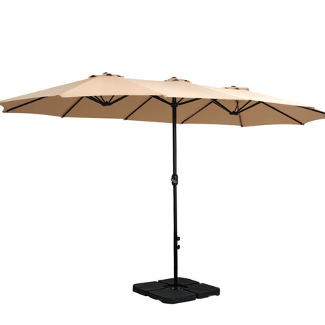 Instahut Large Double-Sided Centre Post Umbrella with Base — UV50 Plus, Dodecagon Canopy — Allure Home Collections