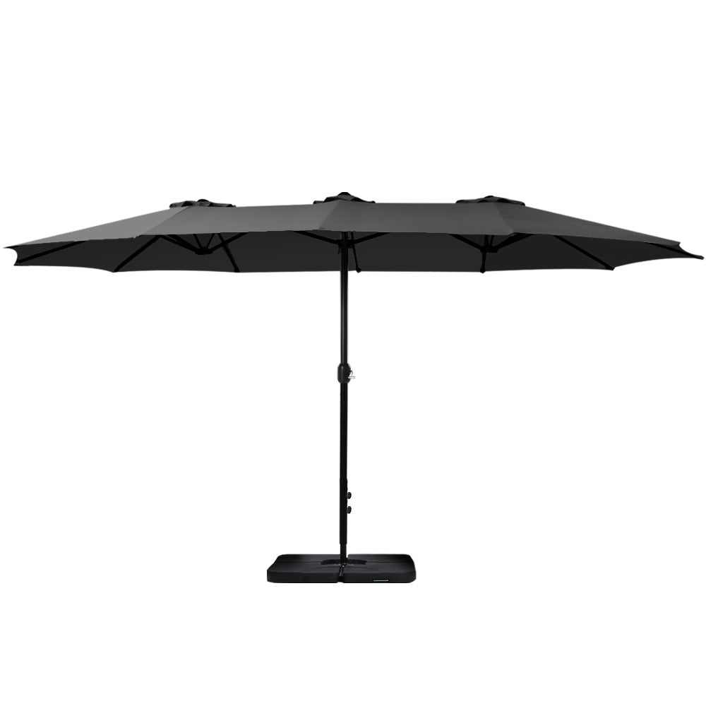 Instahut Large Double-Sided Centre Post Umbrella with Base — UV50 Plus, Dodecagon Canopy — Allure Home Collections