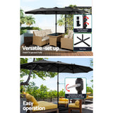 Instahut Large Double-Sided Centre Post Umbrella with Base — UV50 Plus, Dodecagon Canopy — Allure Home Collections