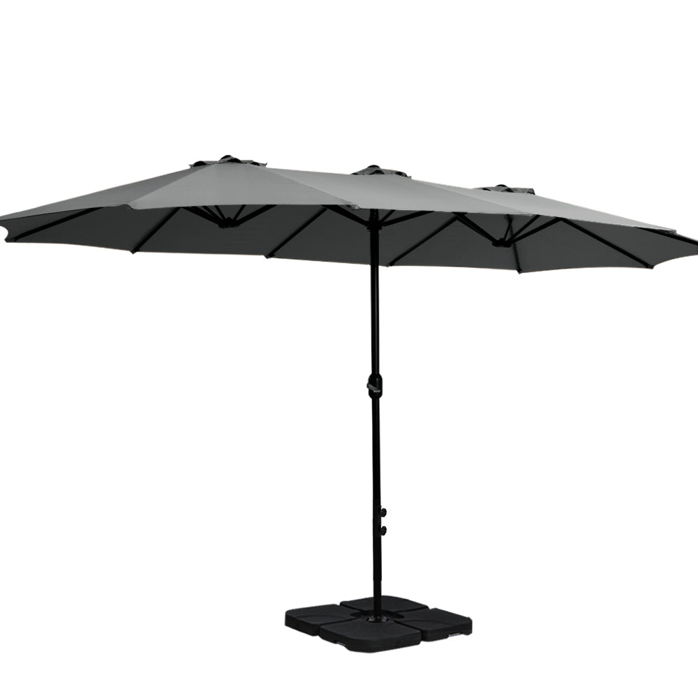 Instahut Large Double-Sided Centre Post Umbrella with Base — UV50 Plus, Dodecagon Canopy — Allure Home Collections