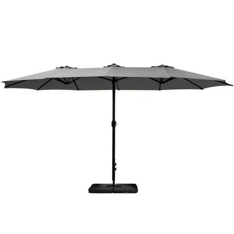 Instahut Large Double-Sided Centre Post Umbrella with Base — UV50 Plus, Dodecagon Canopy — Allure Home Collections