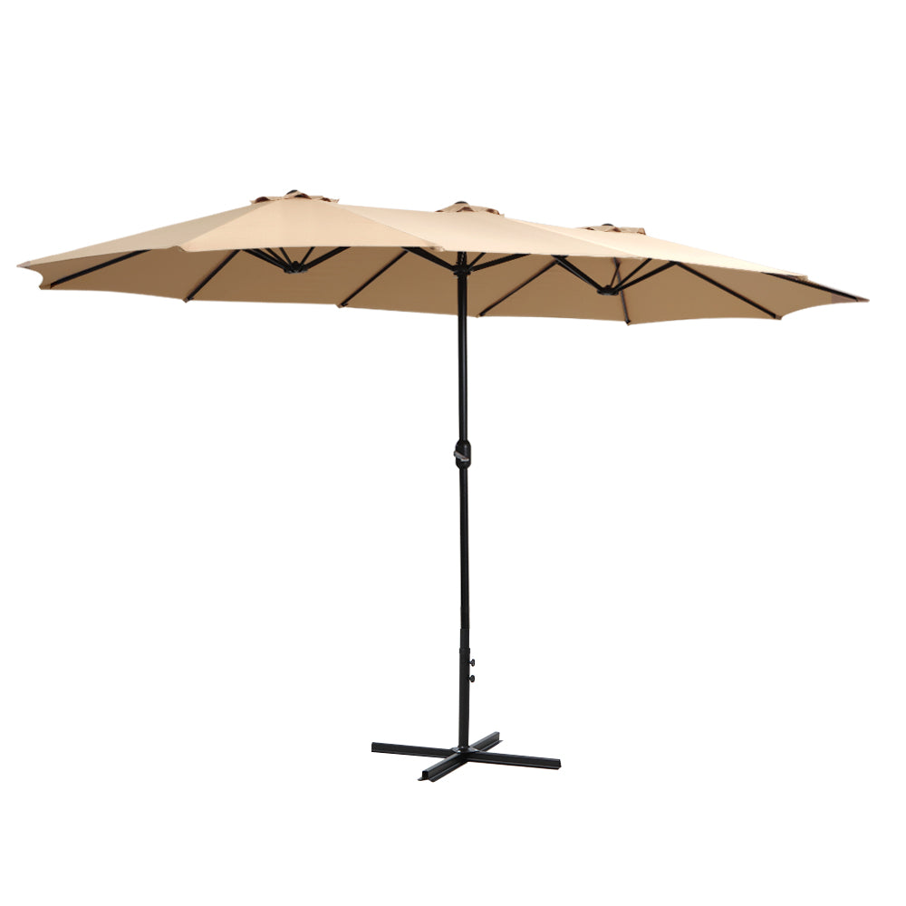 Instahut Centre Post Outdoor Umbrella with Tilt — UV50 Plus Dodecagon, Beige or Black — Allure Home Collections