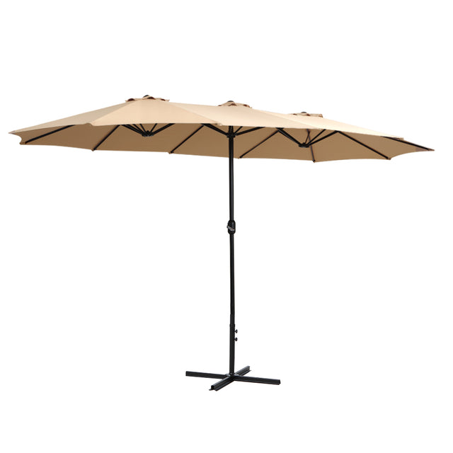Instahut Centre Post Outdoor Umbrella with Tilt — UV50 Plus Dodecagon, Beige or Black — Allure Home Collections