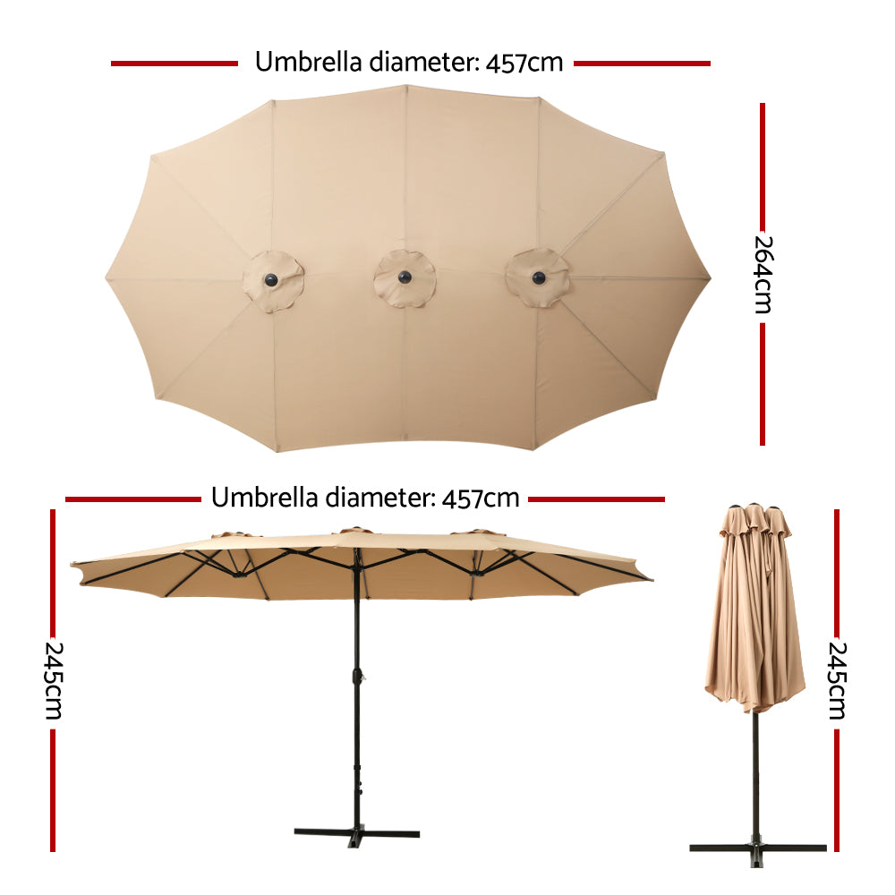 Instahut Centre Post Outdoor Umbrella with Tilt — UV50 Plus Dodecagon, Beige or Black — Allure Home Collections