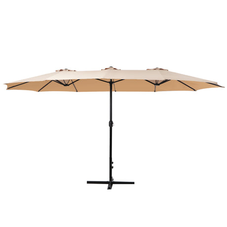 Instahut Centre Post Outdoor Umbrella with Tilt — UV50 Plus Dodecagon, Beige or Black — Allure Home Collections