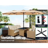 Instahut Centre Post Outdoor Umbrella with Tilt — UV50 Plus Dodecagon, Beige or Black — Allure Home Collections