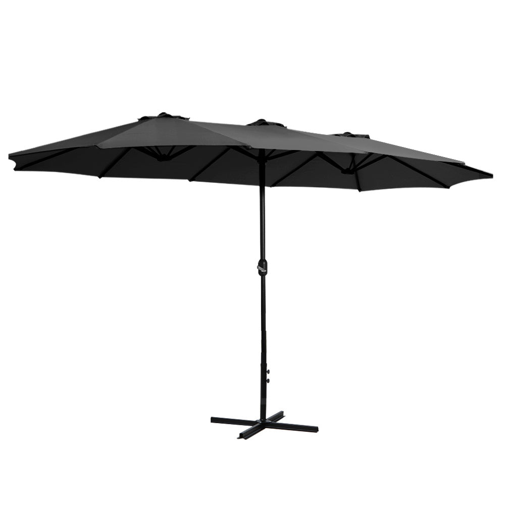 Instahut Centre Post Outdoor Umbrella with Tilt — UV50 Plus Dodecagon, Beige or Black — Allure Home Collections