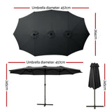 Instahut Centre Post Outdoor Umbrella with Tilt — UV50 Plus Dodecagon, Beige or Black — Allure Home Collections